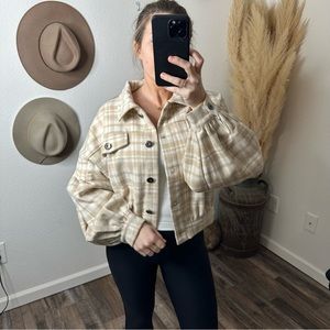 Flannel Shacket with Puff Sleeves Size Small